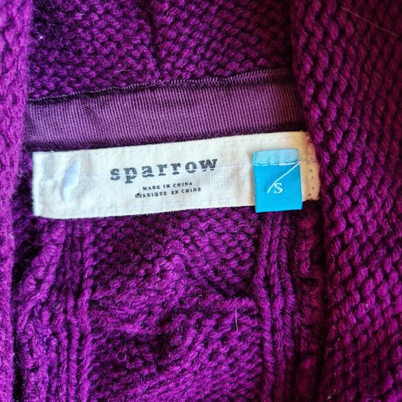Sparrow Wool Blend Tie-Waist Shawl Neck Cardigan Pocket Purple - Picture 6 of 11
